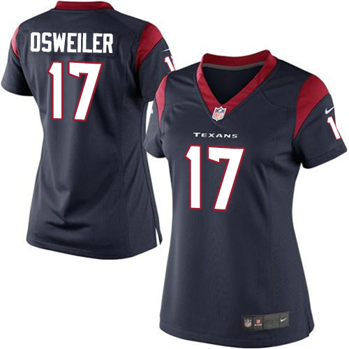 Women's Limited Brock Osweiler Nike Jersey Navy Blue Home - #17 NFL Houston Texans